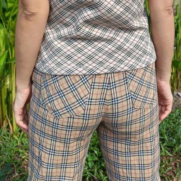 Vintage Burberrys of London Blue Label Nova Check Plaid Pants Women's Size 36 M - Picture 3 of 9